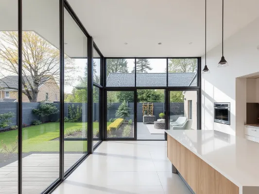Modern house extension with bright interiors
