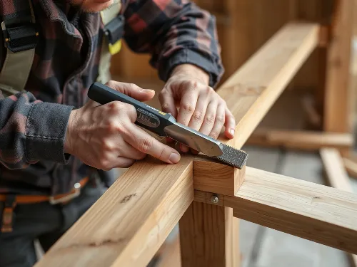 Skilled builder meticulously working on a house extension